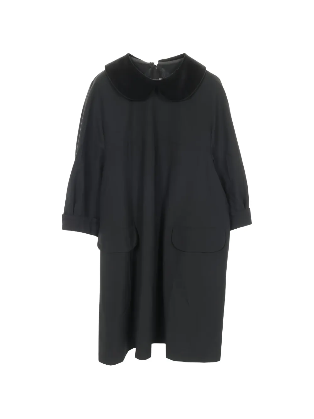 Comme Des Garçons Comme Des Garçons 2010s velvet collar wool dress - Nero