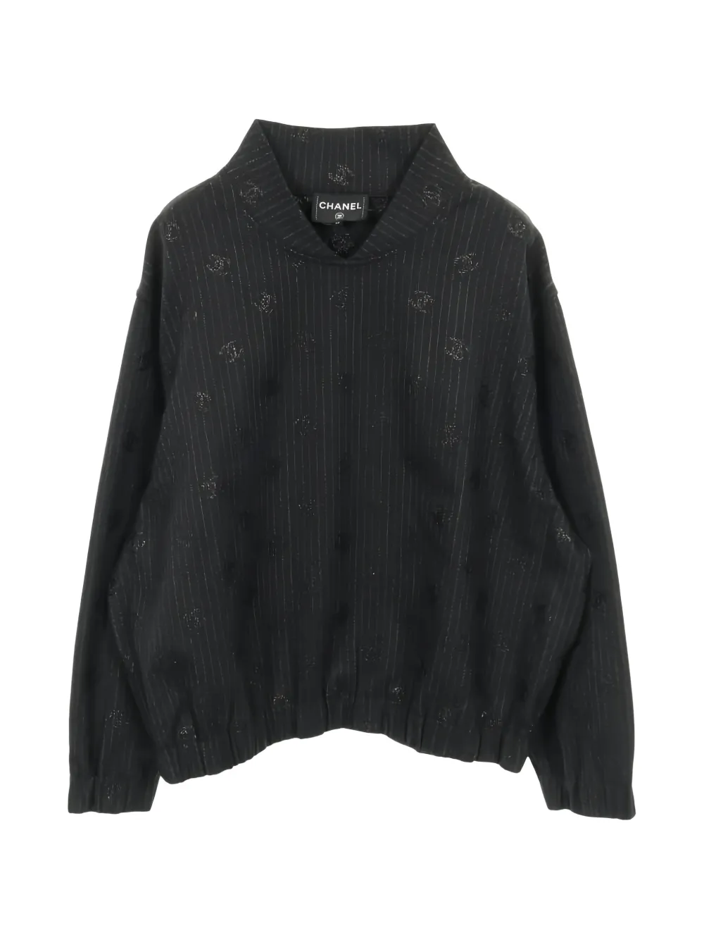 CHANEL Pre-Owned 1986-1988 Coco Mark pinstripe blouse - Nero