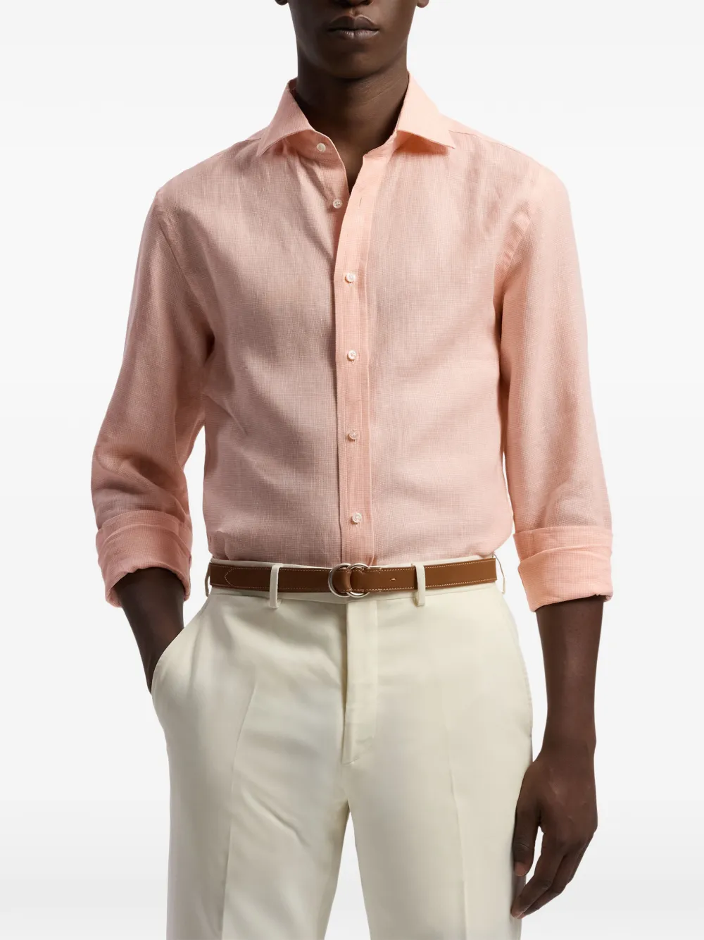 Ralph Lauren Purple Label Geruit overhemd Oranje