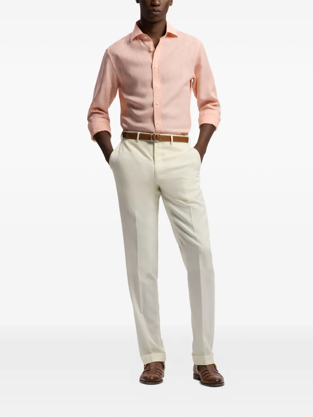 Ralph Lauren Purple Label Geruit overhemd Oranje