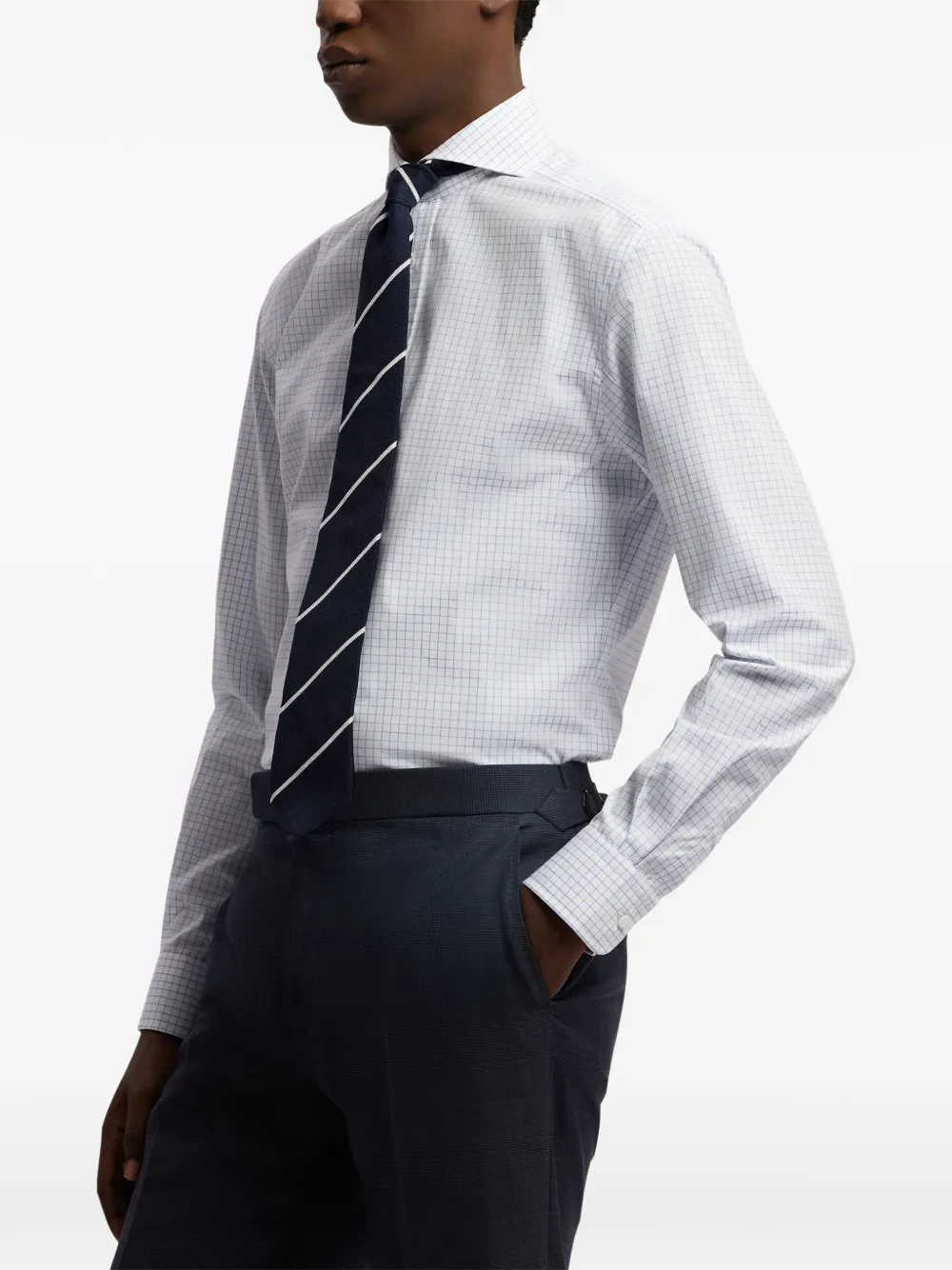 Ralph Lauren Purple Label Tattersall geruit overhemd met lange mouwen Wit