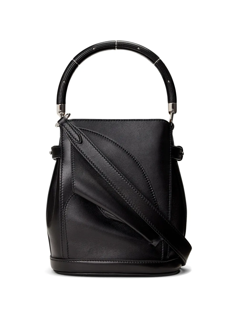 Ralph Lauren Collection Geplooide leren bucket-tas Zwart