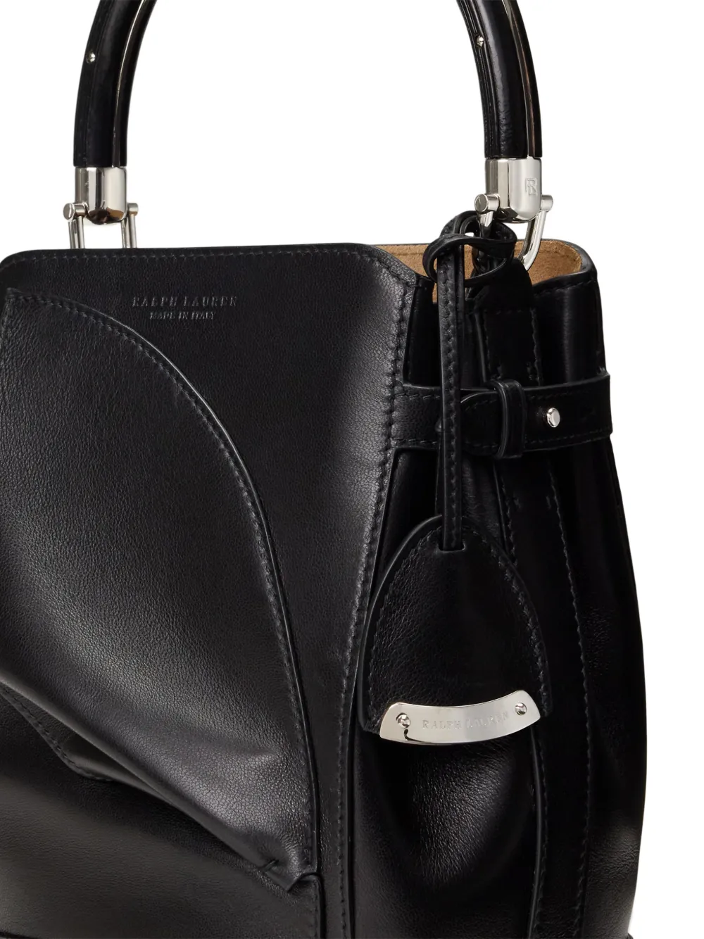 Ralph Lauren Collection Geplooide leren bucket-tas Zwart