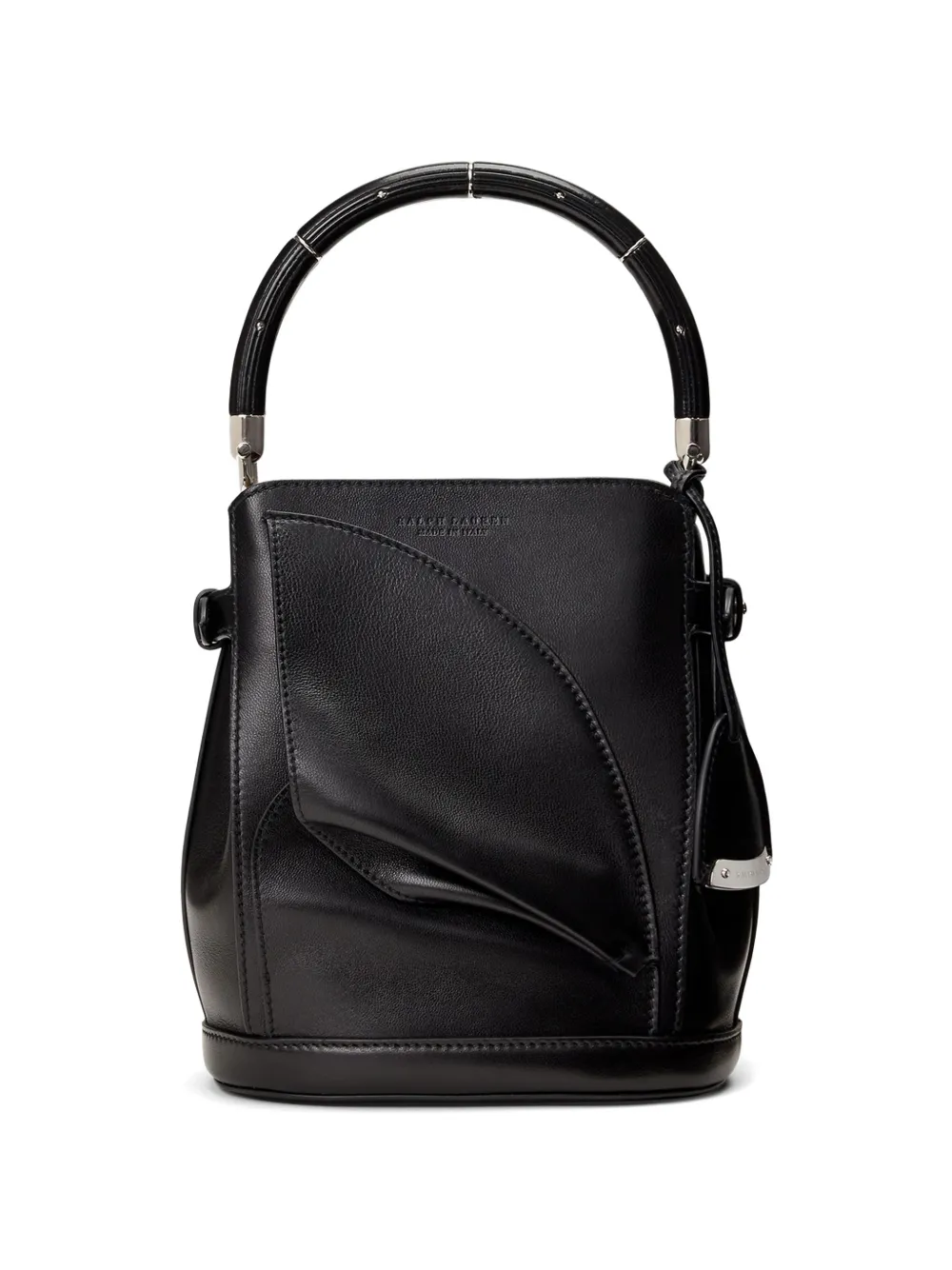 Ralph Lauren Collection Geplooide leren bucket-tas Zwart