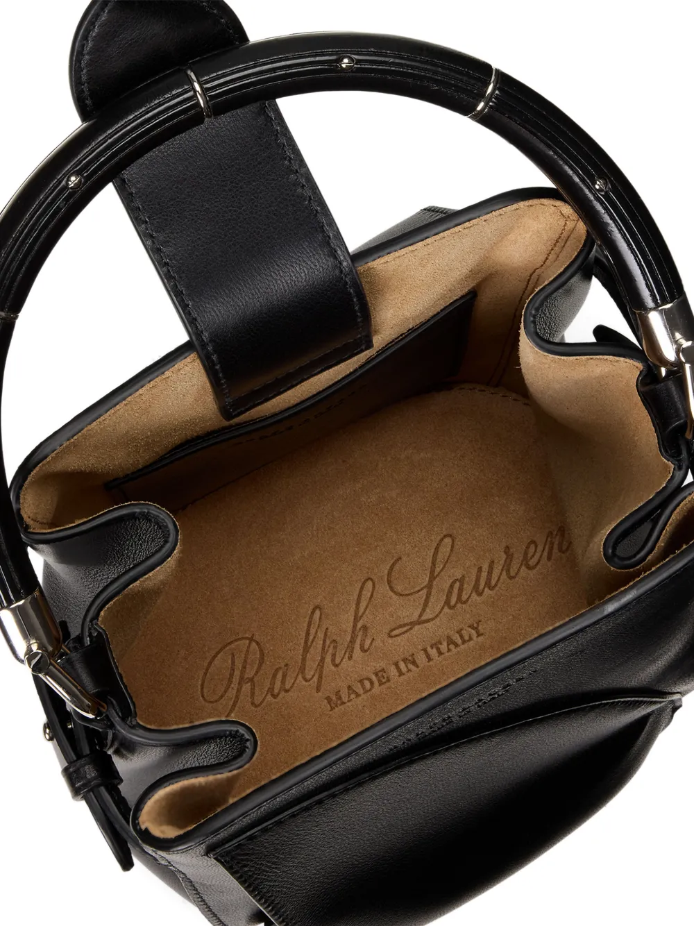 Ralph Lauren Collection Geplooide leren bucket-tas Zwart