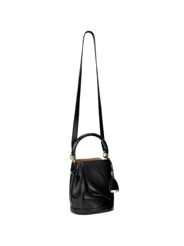 Ralph Lauren Collection Pleated Leather Bucket Bag in Black