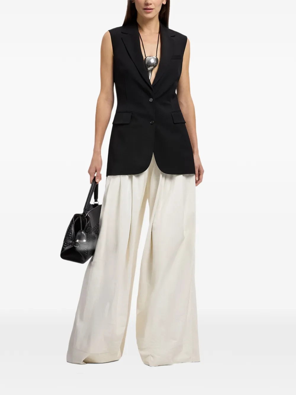 Ralph Lauren Collection Randy gilet met enkele rij knopen Zwart
