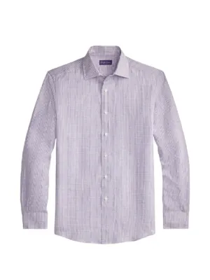 Ralph Lauren Purple Label ストライプ リネンシャツ | ブルー
