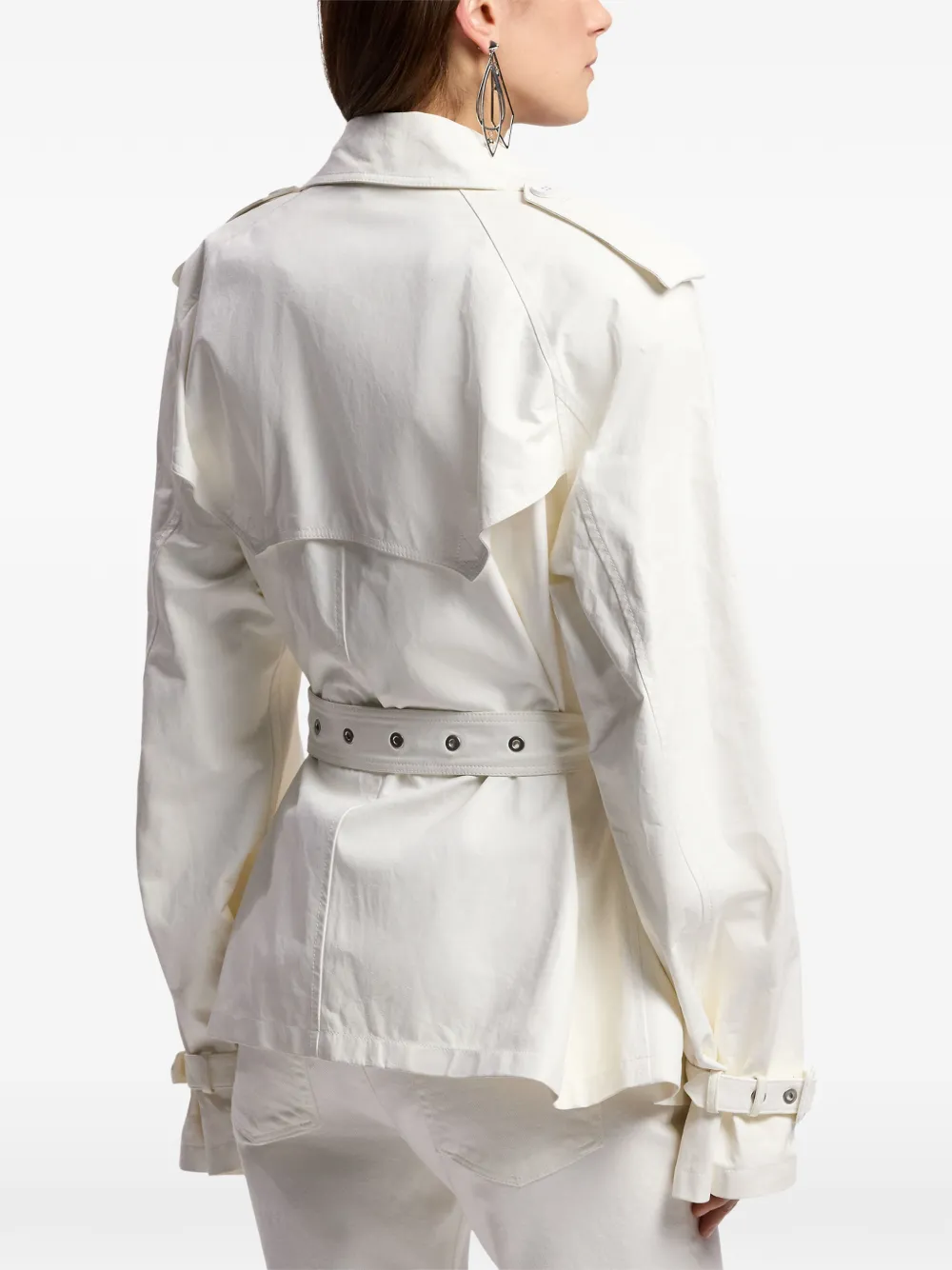 Ralph Lauren Collection Jas met ceintuur en dubbele rij knopen Wit