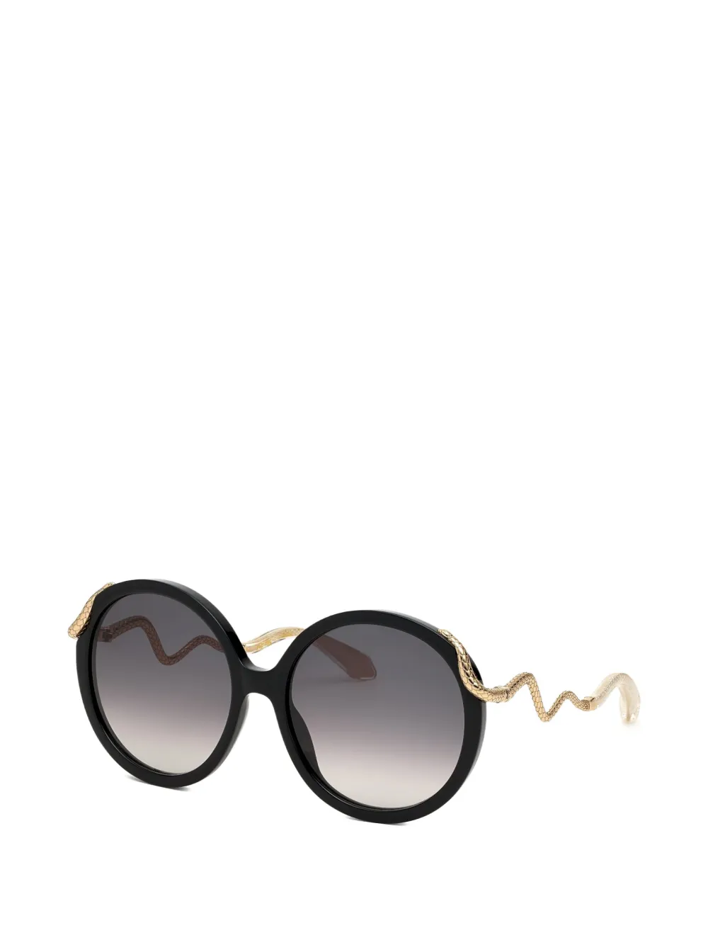 Roberto Cavalli snake-motifc round-frame sunglasses - Nero