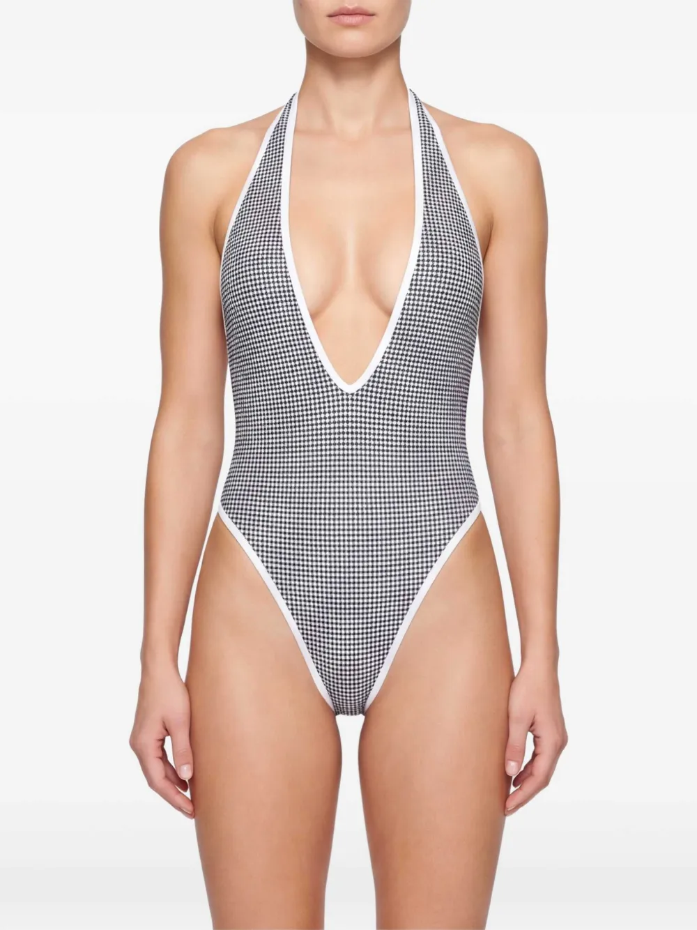 Diesel Badpak met pied-de-poule print Grijs