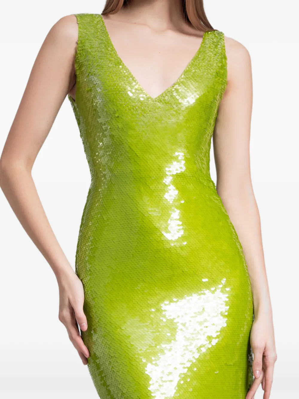 Gemy Maalouf Getailleerde midi-jurk met pailletten Groen