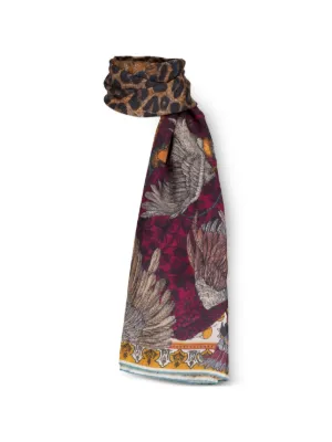 DRIES VAN NOTEN エンブロイダリー フリンジ シルクスカーフ | レッド