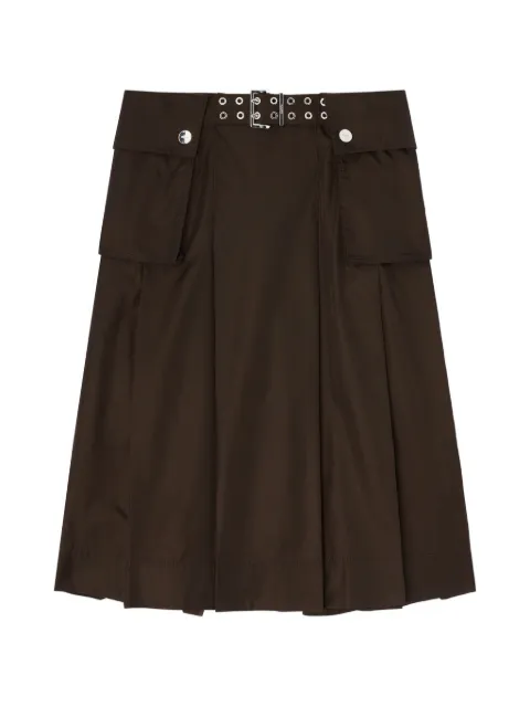 GANNI pleated belted midi skirt