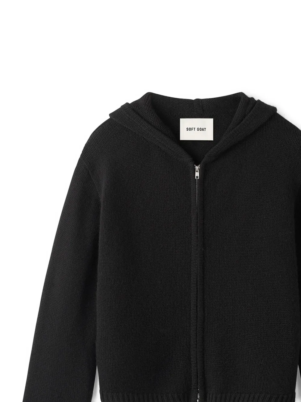 Soft Goat Hoodie met rits Zwart