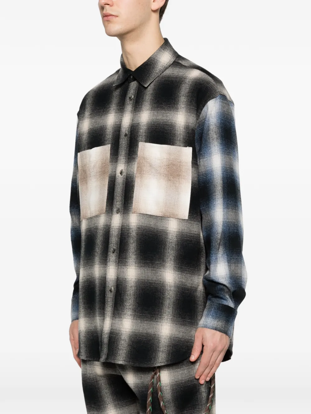 Check-Pattern Chest-Pocket Overshirt