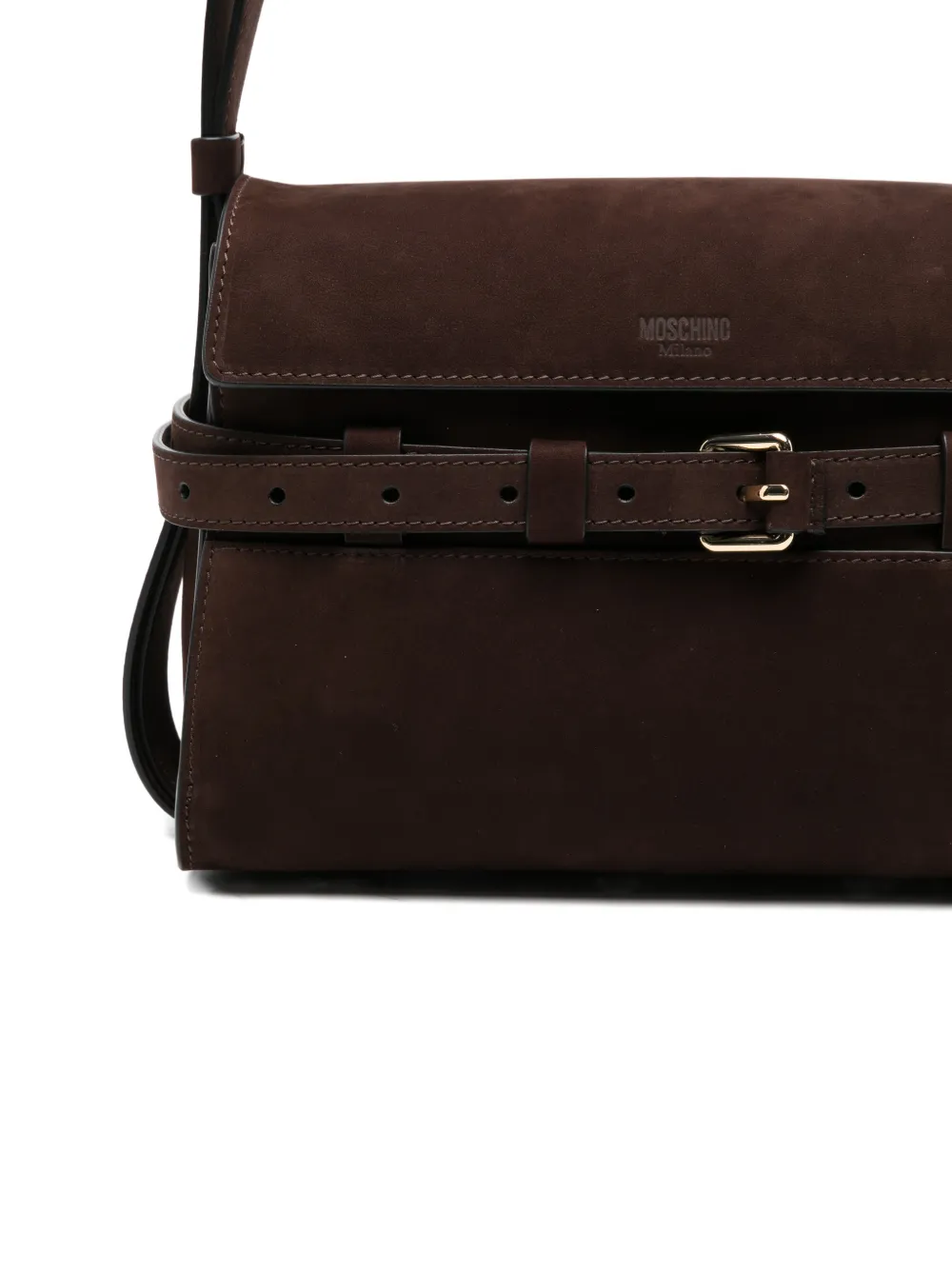 Moschino Suède crossbodytas met gesp Bruin