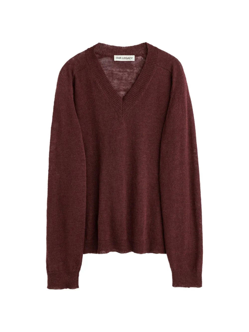 OUR LEGACY V-neck linen sweater - Rosso
