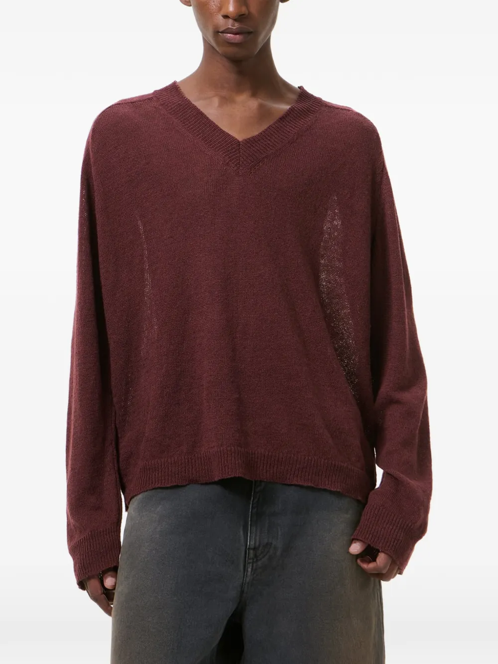 OUR LEGACY Rue V-neck Sweater in Brown, view 5
