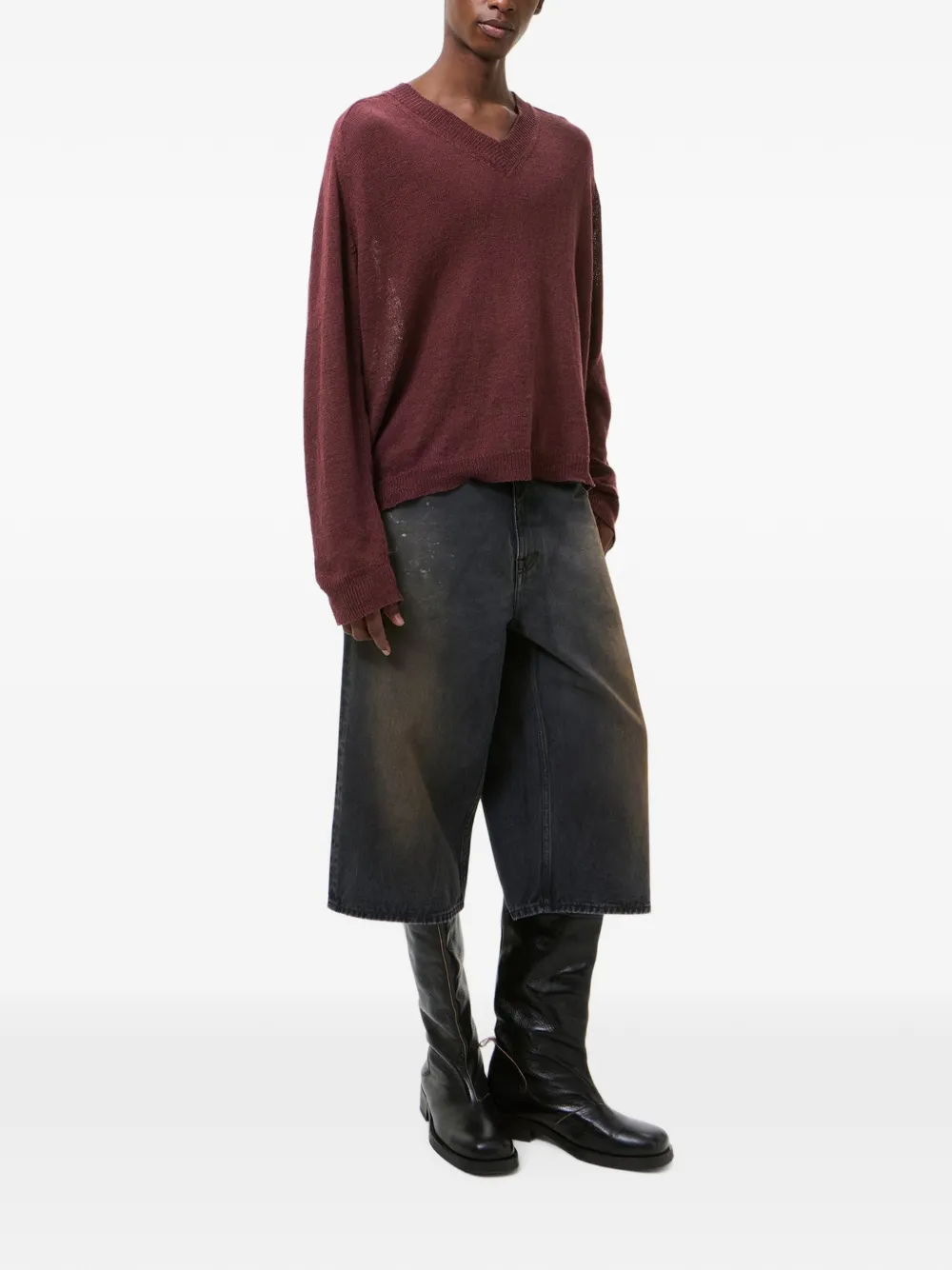 OUR LEGACY Rue V-neck Sweater in Brown, view 2