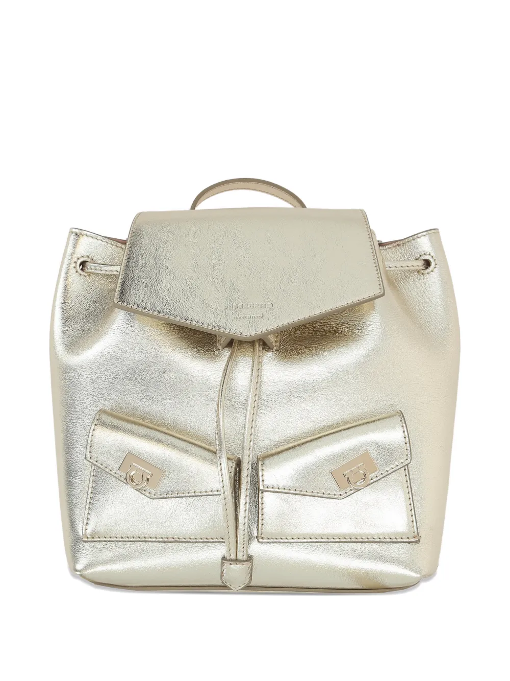 Ferragamo metallic-finish leather backpack - Oro
