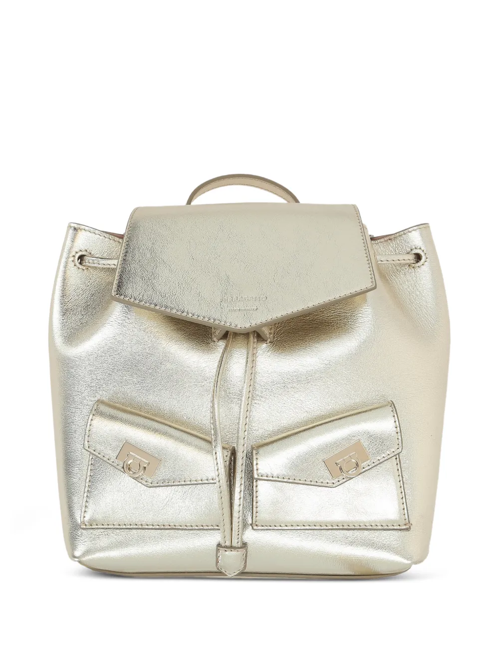 Ferragamo metallic-finish leather backpack - Oro