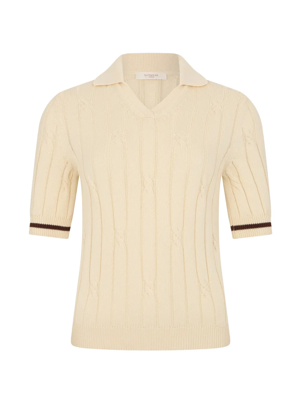 slowear cable-knit polo shirt - Toni neutri
