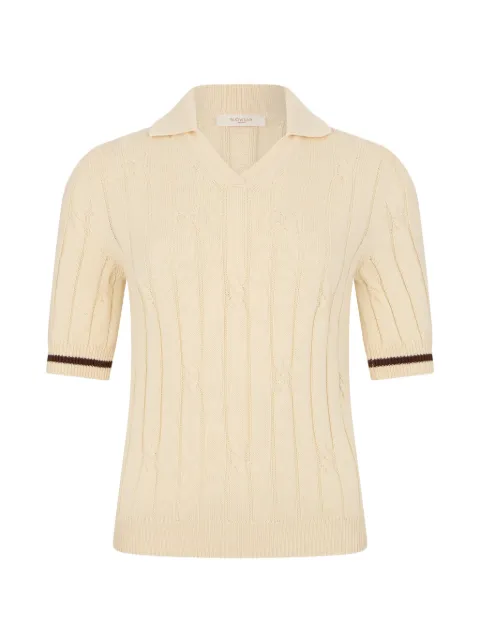 slowear cable-knit polo shirt