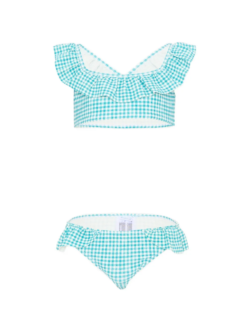 Mayoral gingham-check ruffled bikini set - Blu