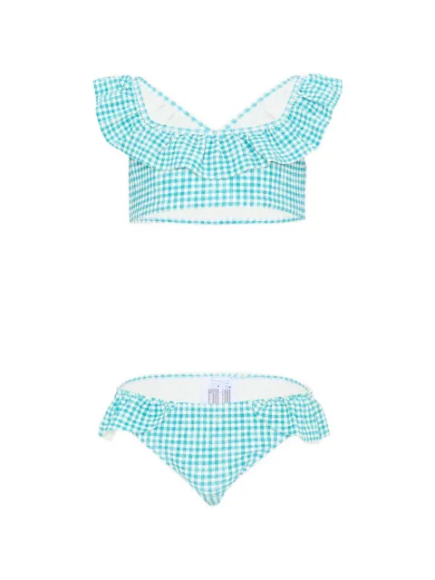 Mayoral gingham-check ruffled bikini set