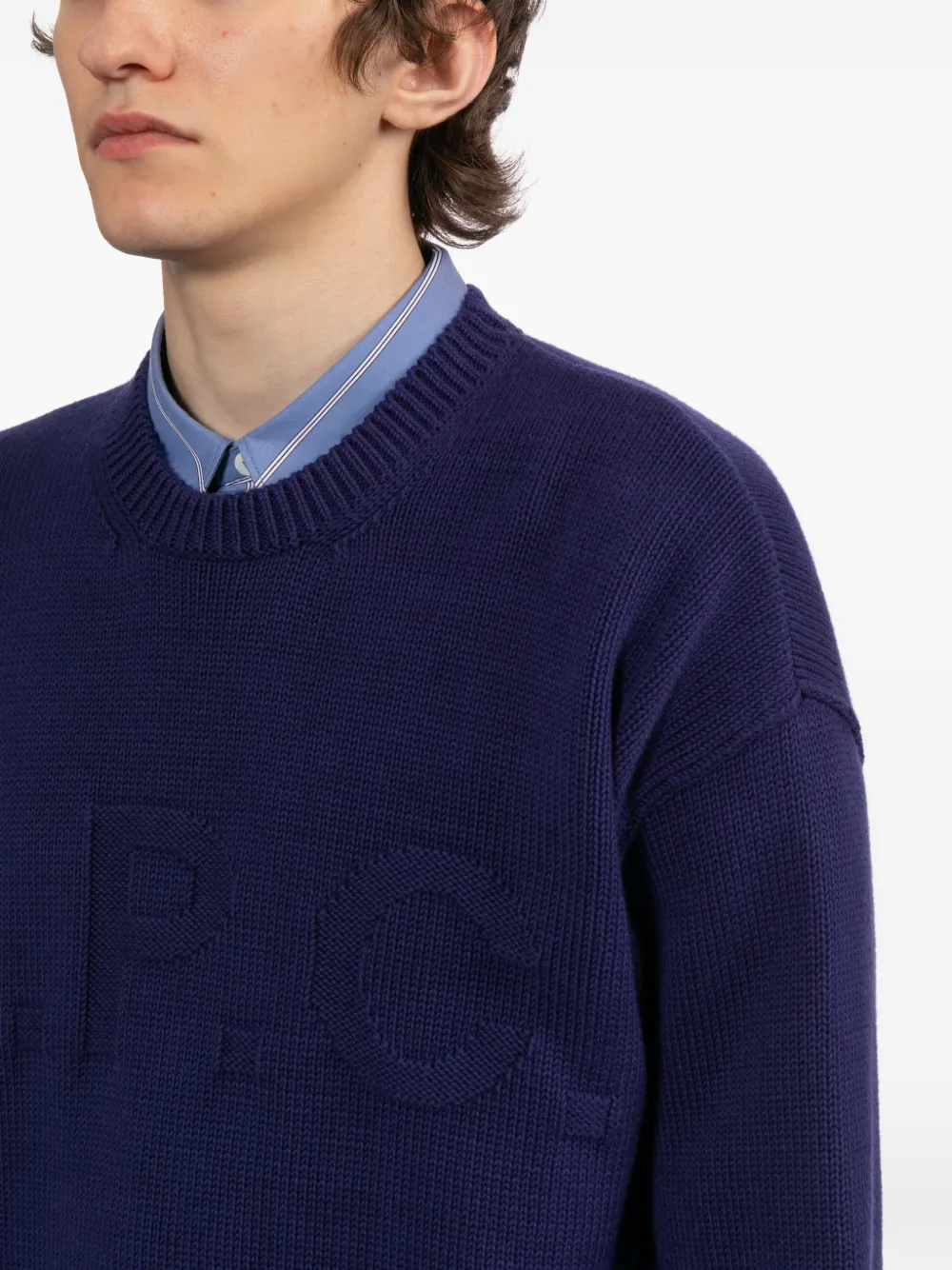 A.P.C. Trui met ronde hals en logo Blauw
