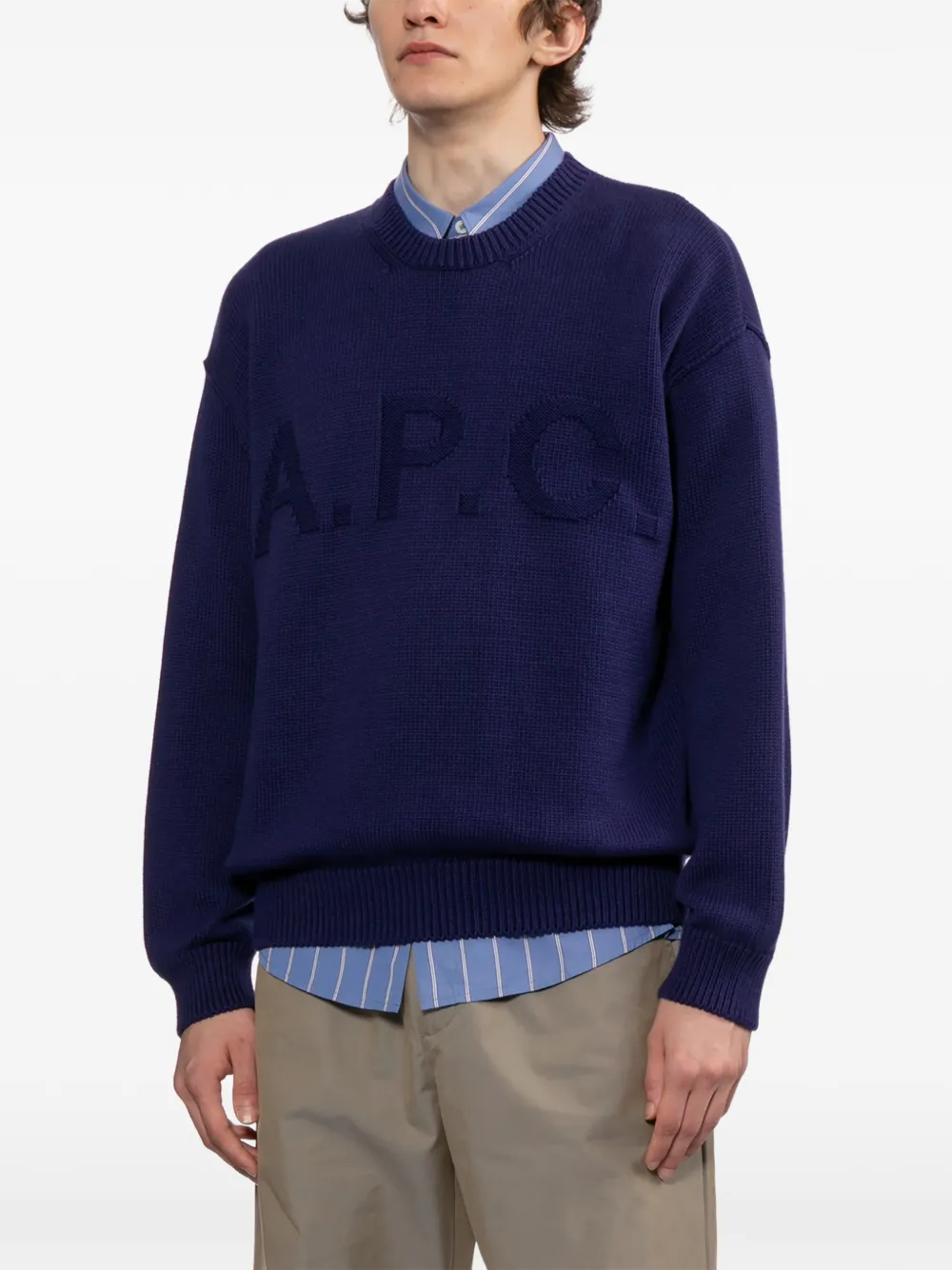  A.p.c. Logo Crewneck Sweater - Blue 