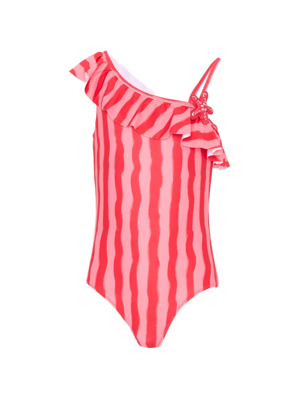 Mayoral ruffled striped swimsuit - Rosso