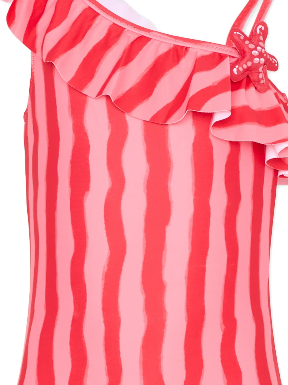  Mayoral Ruffled Striped Swimsuit - Red 