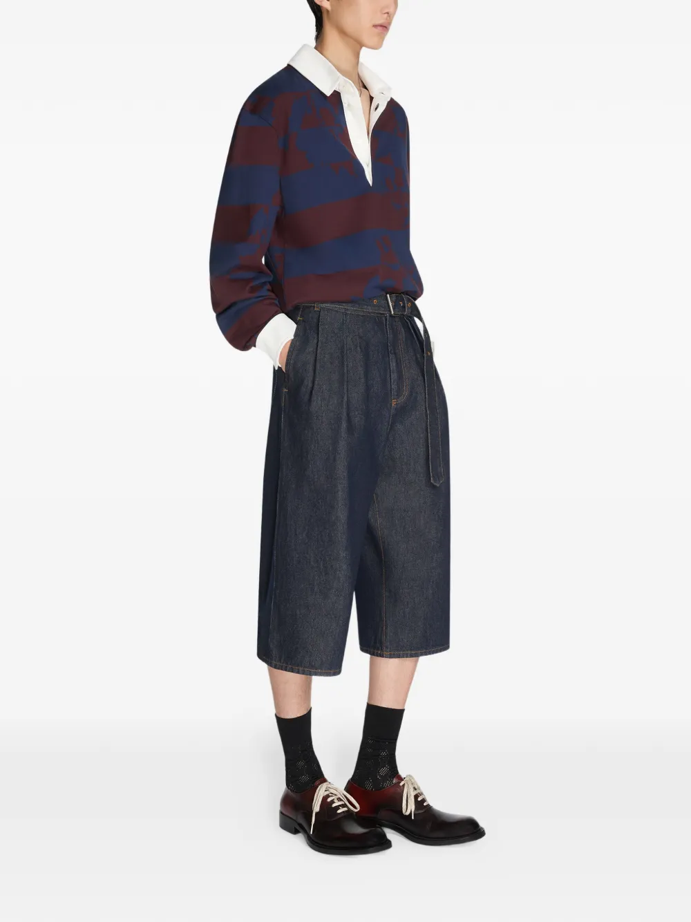  Dries Van Noten Belted Denim Shorts - Blue 