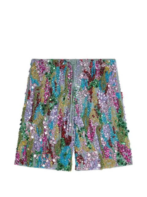 DRIES VAN NOTEN shorts bordados con lentejuelas