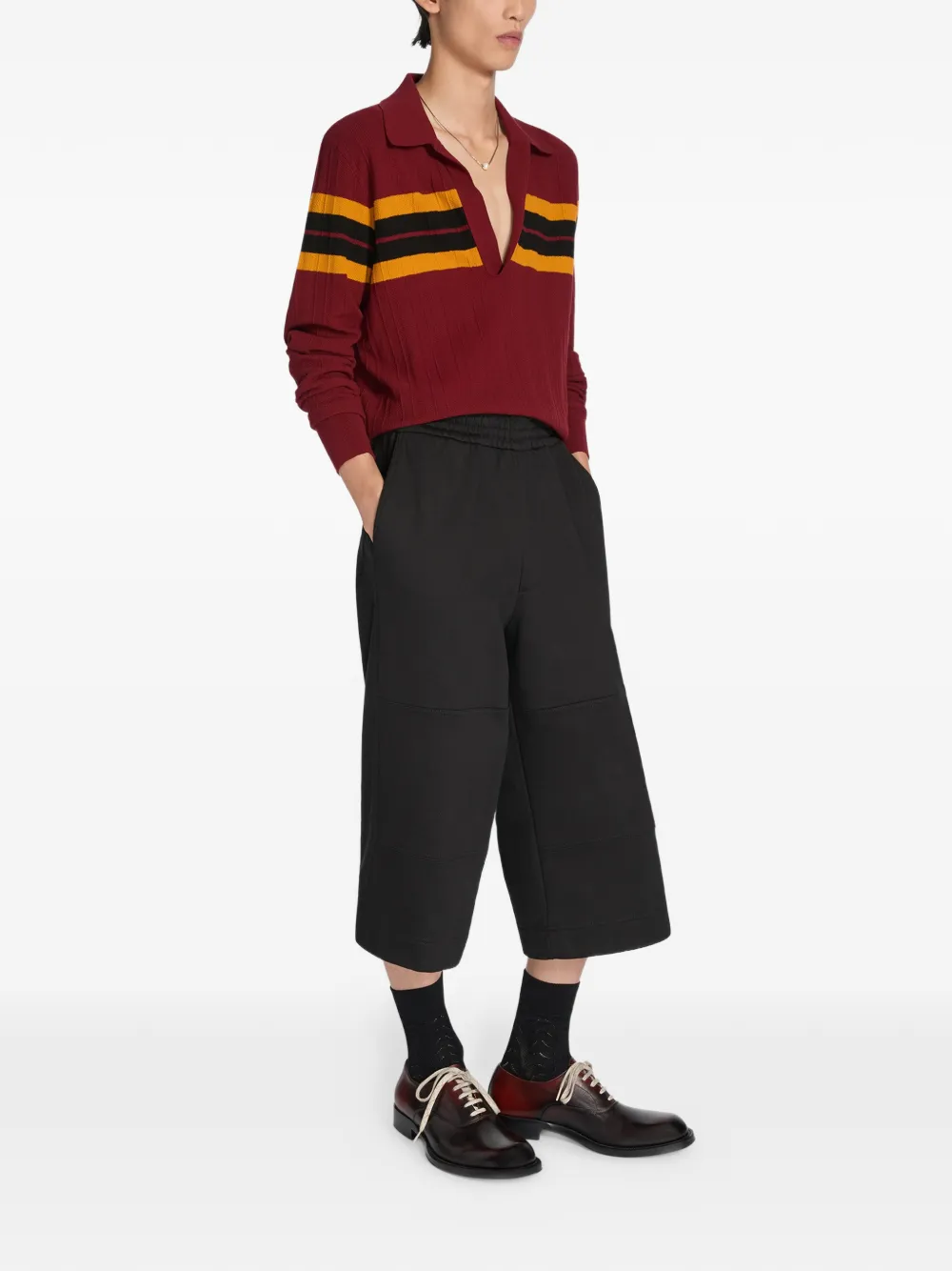  Dries Van Noten Striped Polo Shirt - Red 
