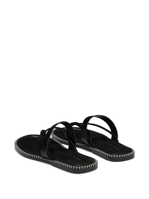 DRIES VAN NOTEN ステッチ レザーサンダル | ブラック | FARFETCH JP