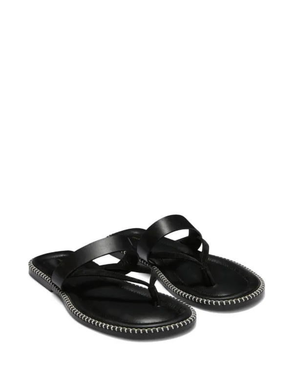 DRIES VAN NOTEN ステッチ レザーサンダル | ブラック | FARFETCH JP