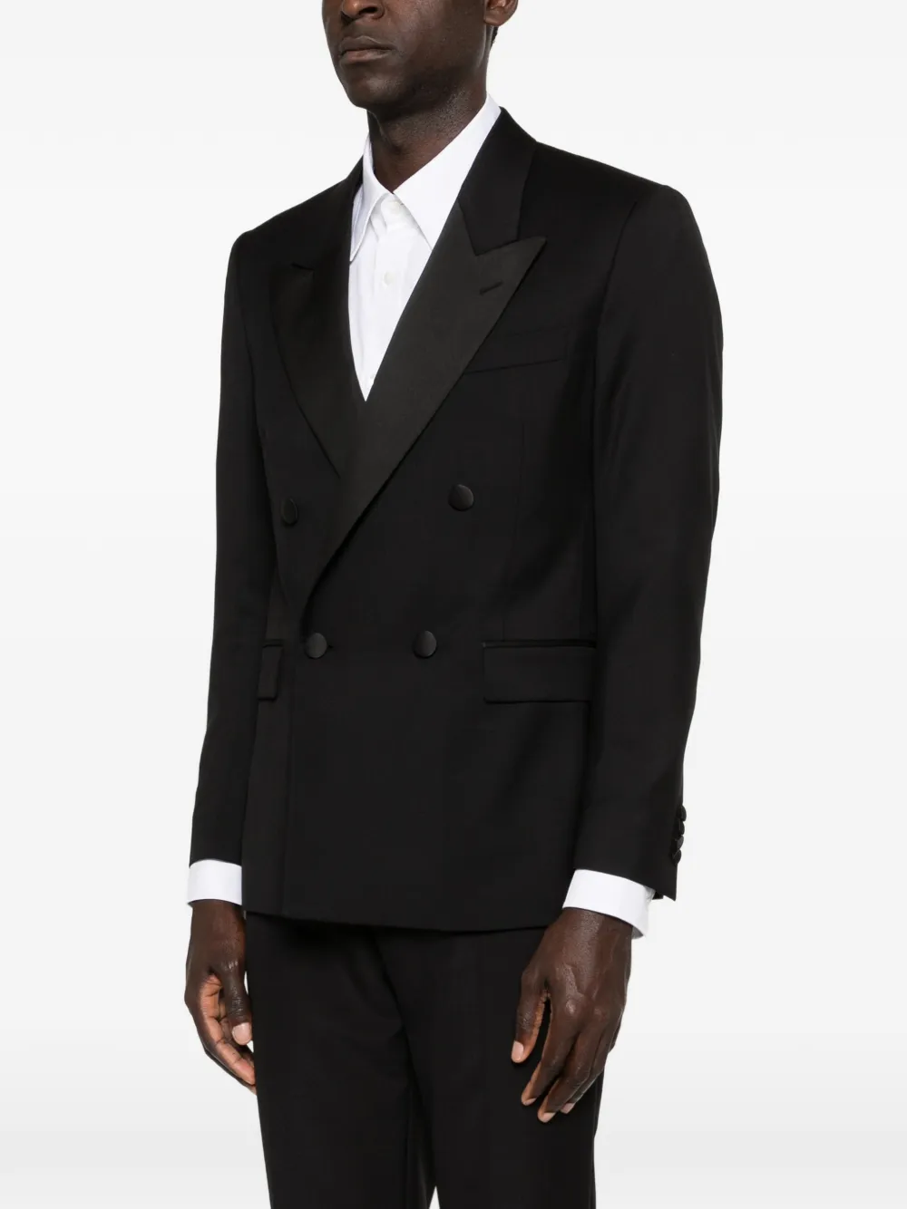Lardini Jack met dubbele rij knopen en puntige revers Zwart