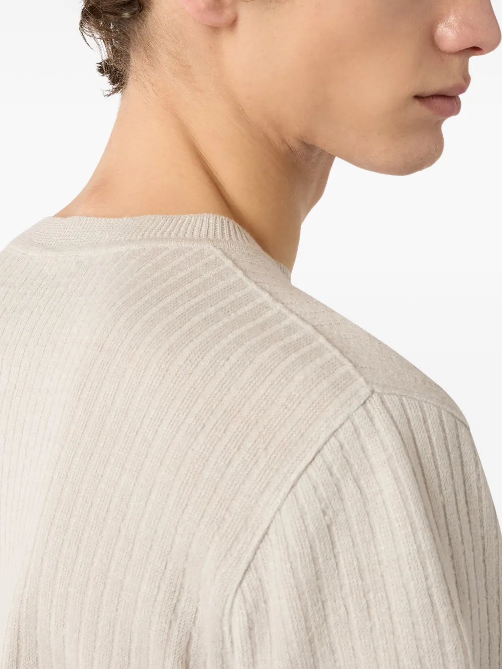 Lardini Geribbeld T-shirt Beige