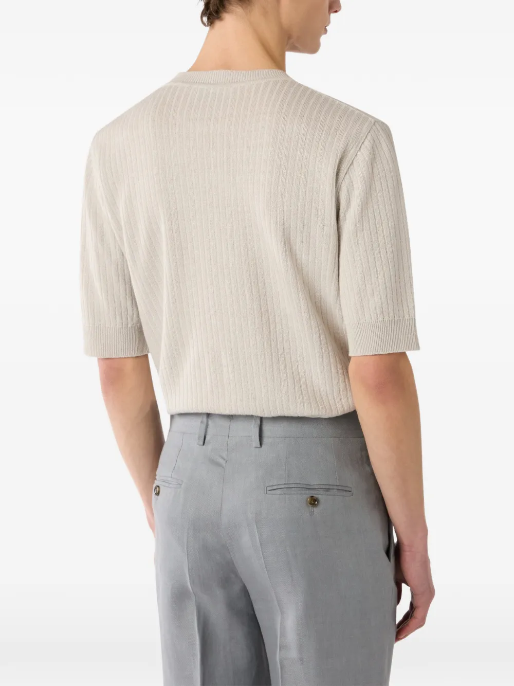 Lardini Geribbeld T-shirt Beige