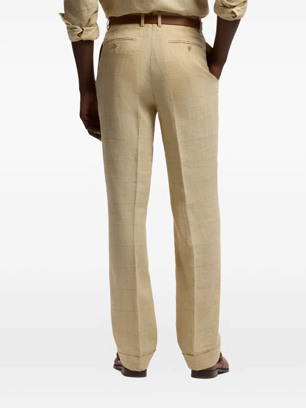 Ralph Lauren Purple Label Geruite plooibroek Beige