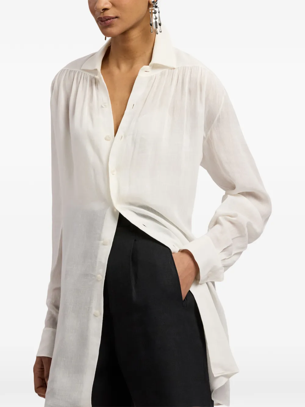Ralph Lauren Collection Karmen blouse met lange mouwen Wit