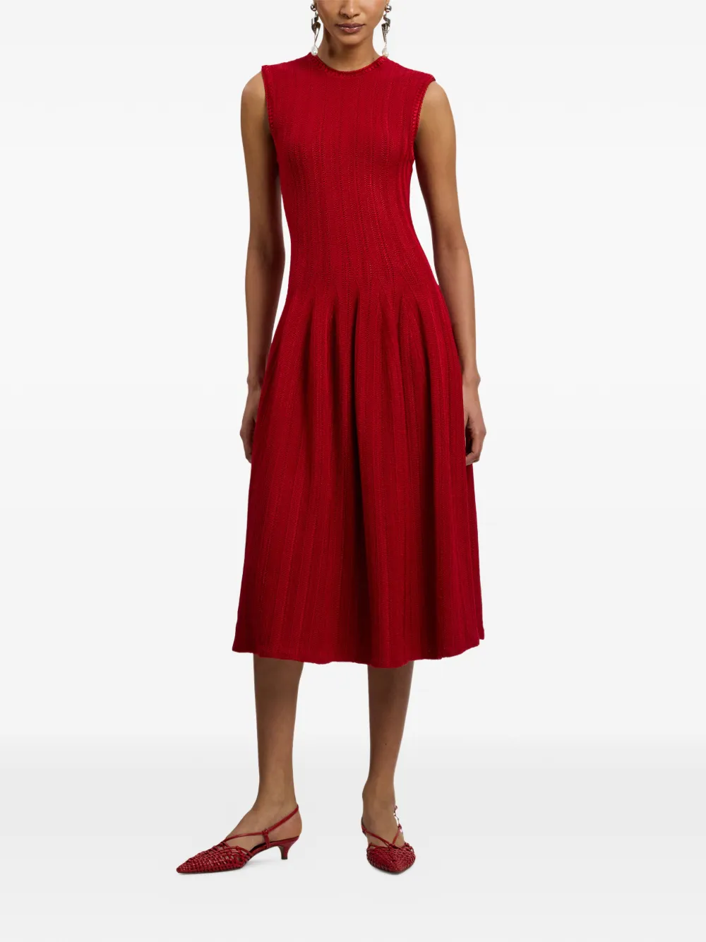 Ralph Lauren Collection Jeena gebreide midi-jurk Rood