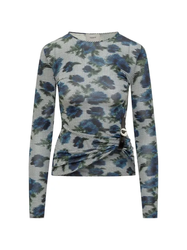 Coperni Floral-print Long-sleeves Top in Blue