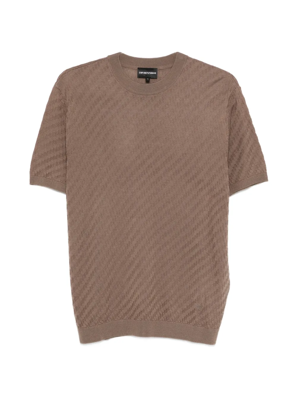 Emporio Armani round-neck textured T-shirt - Marrone