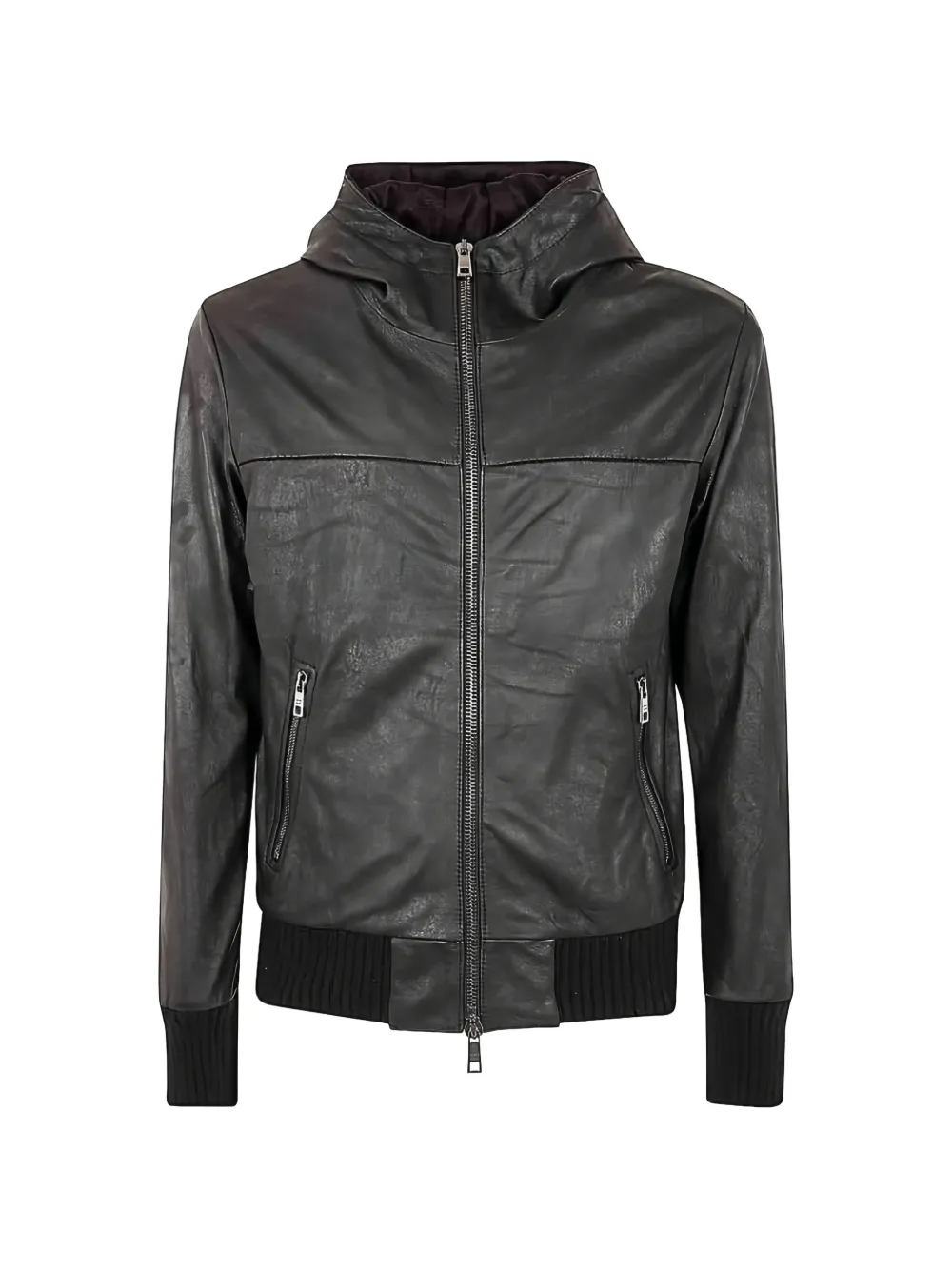 Giorgio Brato hooded leather jacket - Nero