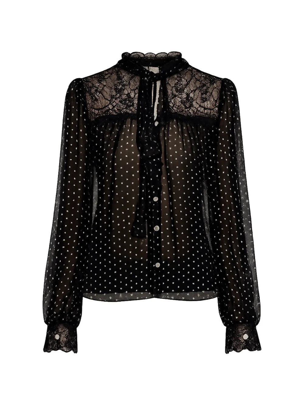 Sea Melody long-sleeve blouse - Nero