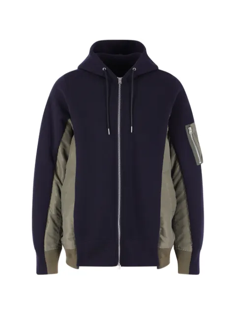 sacai zip hooded sweater